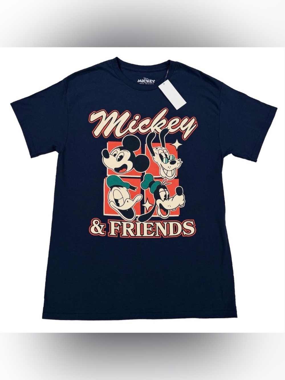 Disney Mickey & Friends T-Shirt Mens Medium Navy Retro Graphic Tee NWT
